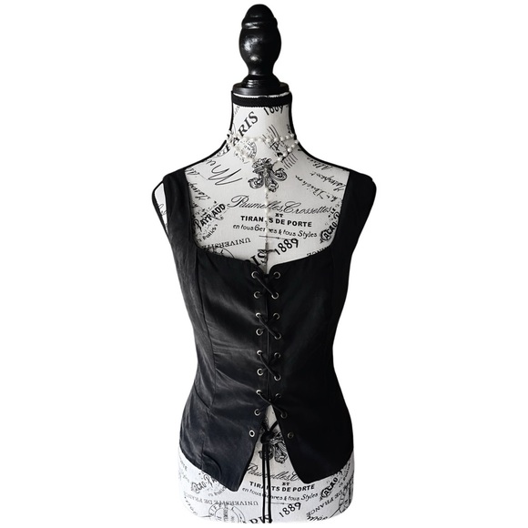Scarlet Darkness black lace-up corset vest medieval gothic L NWT - Picture 1 of 3